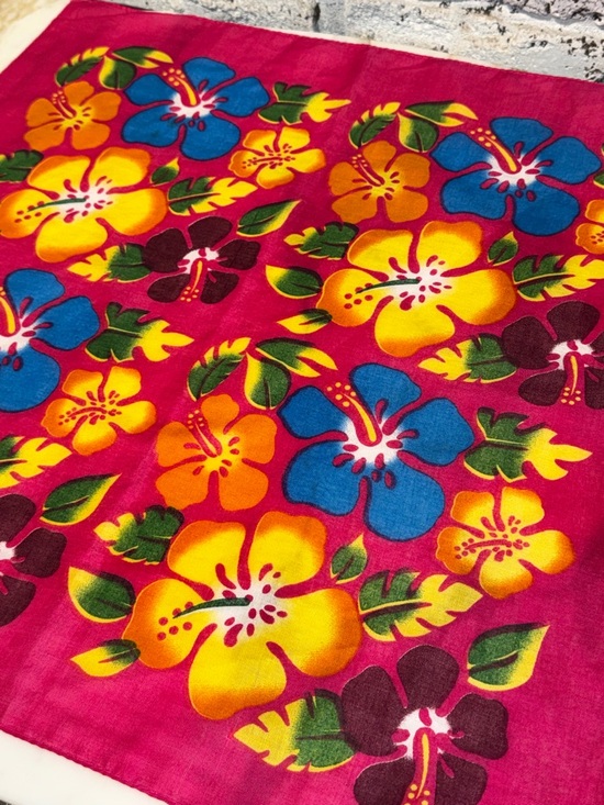 OTC Pink Hawaiian Floral Bandana Scarf - Picture 2 of 8